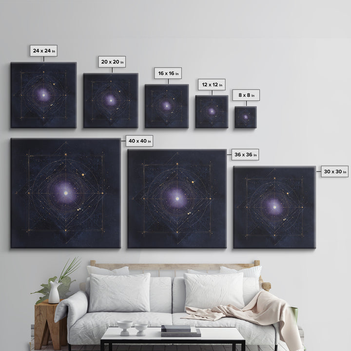 Birth Chart Geometry Framed Canvas Print, Astrology Art, Statement Artwork, Living Room Decor, Fine Art, Zodiac, Digital Art, AST-1x1-79