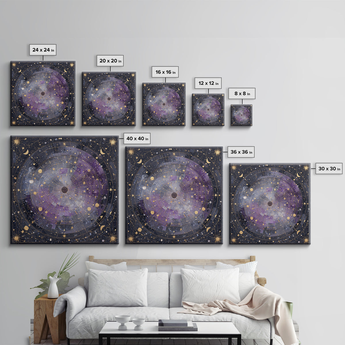 Scorpio Formed from Stars and Jeweled Shadows Canvas Print, Astrology Art, Statement Artwork, Living Room Decor, Oil Painting, AST-1x1-82