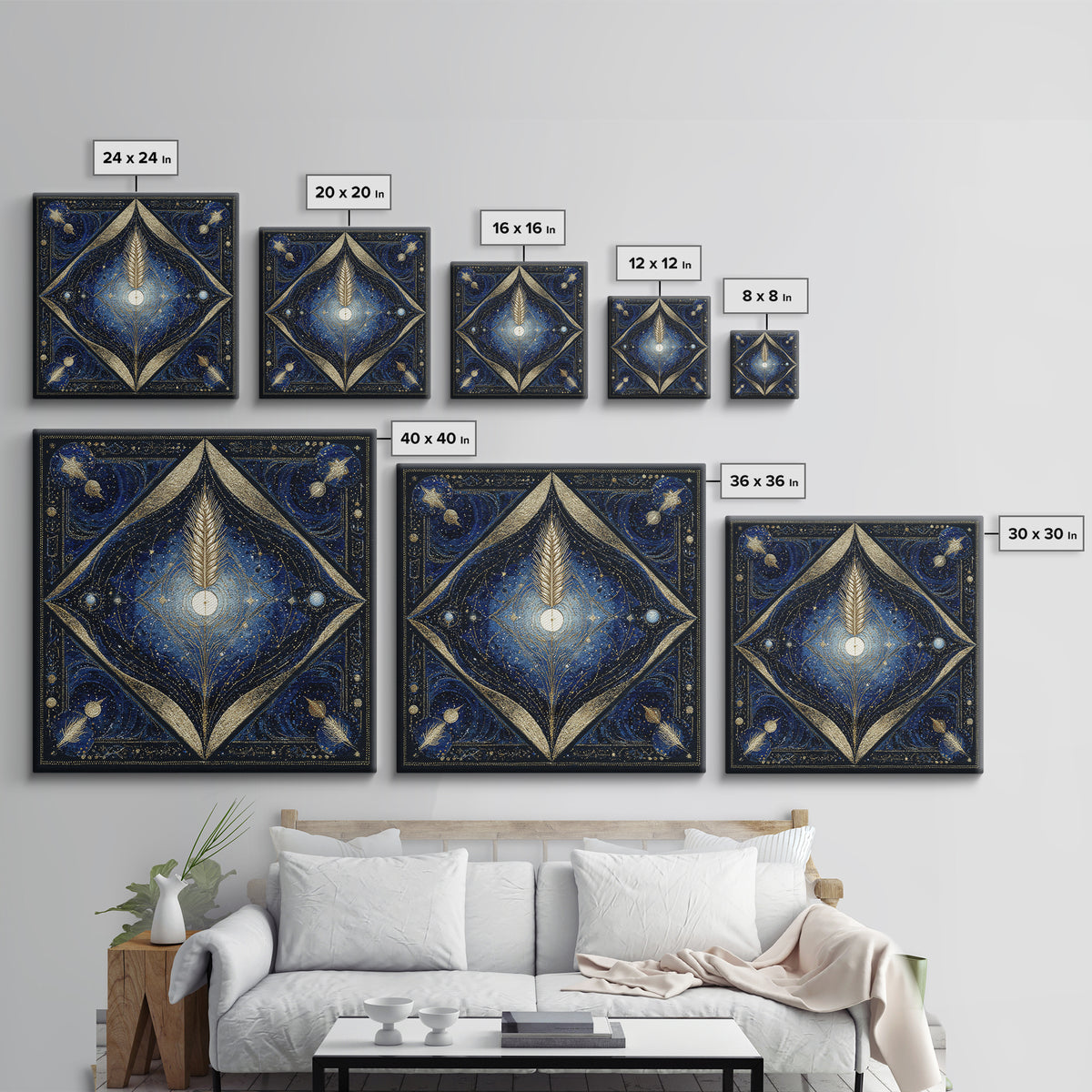 Virgo Maiden with Wheat and Blue Night Canvas Print, Astrology Art, Wall Decor, Living Room Decor, Fine Art, Zodiac, Home Decor, AST-1x1-90