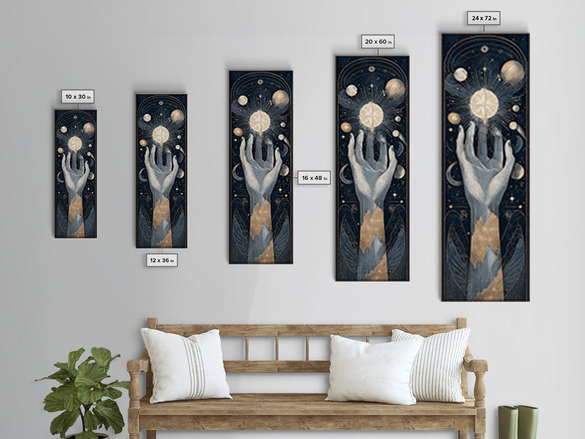 Tarot Cosmic Hand Holding a Glowing Star Canvas Print, Astrology Art, Wall Decor, Living Room Decor, Fine Art, Zodiac, AST-1x3-18