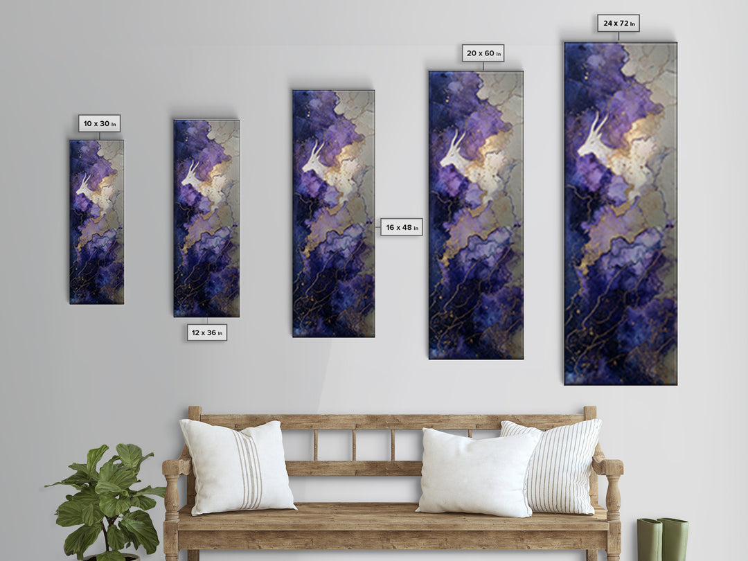 Capricorn Sea Goat Emerging from Cosmic Waves Framed Canvas Print, Astrology Art, Astronomy Print, Living Room Decor, Zodiac, AST-1x3-79