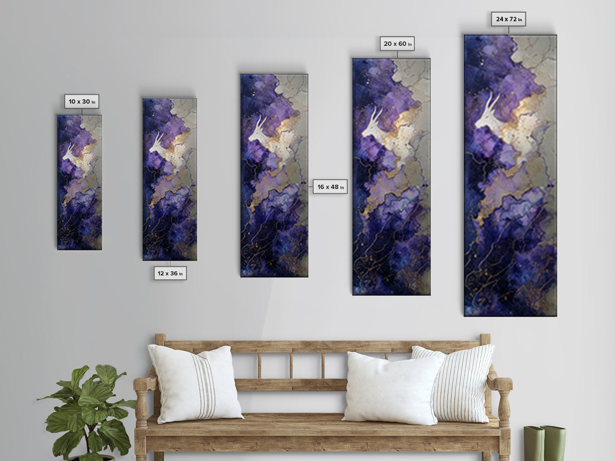 Capricorn Sea Goat Emerging from Cosmic Waves Framed Canvas Print, Astrology Art, Astronomy Print, Living Room Decor, Zodiac, AST-1x3-79