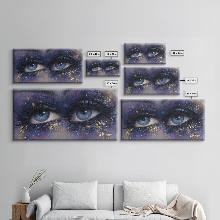 Mystic Eye with Planets Orbiting Through Lashes Canvas Print, Astrology Art, Wall Art, Living Room Decor, Oil Painting, Zodiac, AST-2x1-32