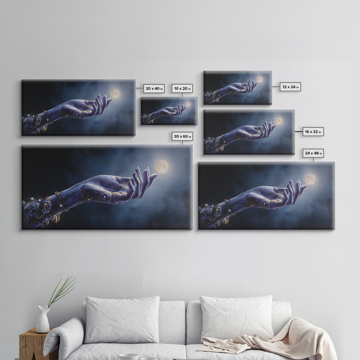 Tarot Cosmic Hand Holding a Glowing Star Framed Canvas Print, Astrology Art, Print, Living Room Decor, Fine Art, Zodiac, AST-2x1-50