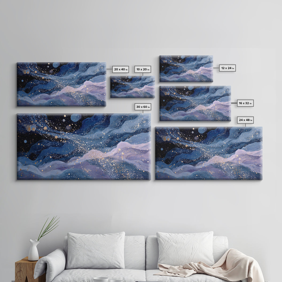 Water Bearer Figure Pouring a River of Framed Canvas Print, Astrology Art, Leo Astrology, Living Room Decor, Fine Art, Zodiac, AST-2x1-59