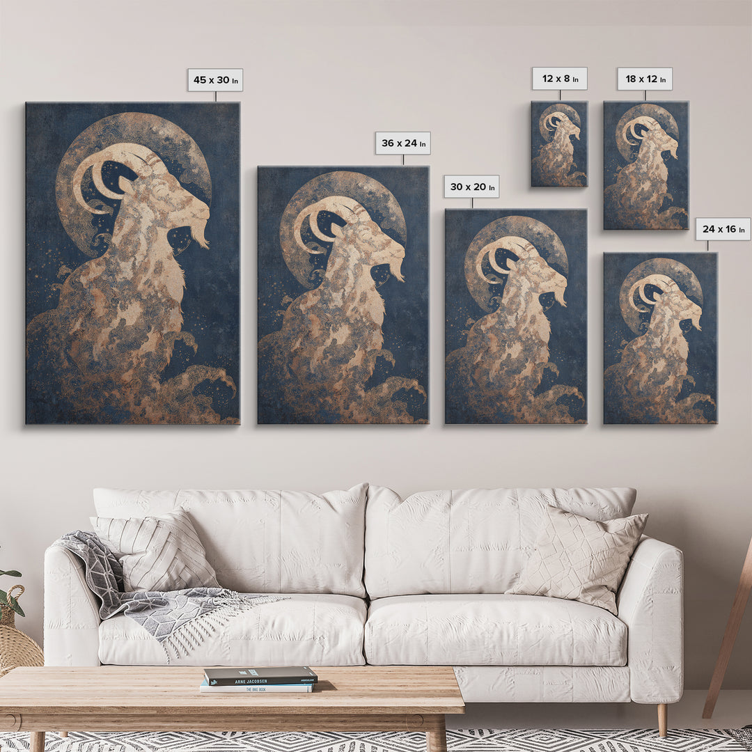 Capricorn Sea Goat Emerging from Cosmic Waves Canvas Print, Astrology Art, Zodiac Sign Print, Living Room Decor, Zodiac, AST-2x3-99