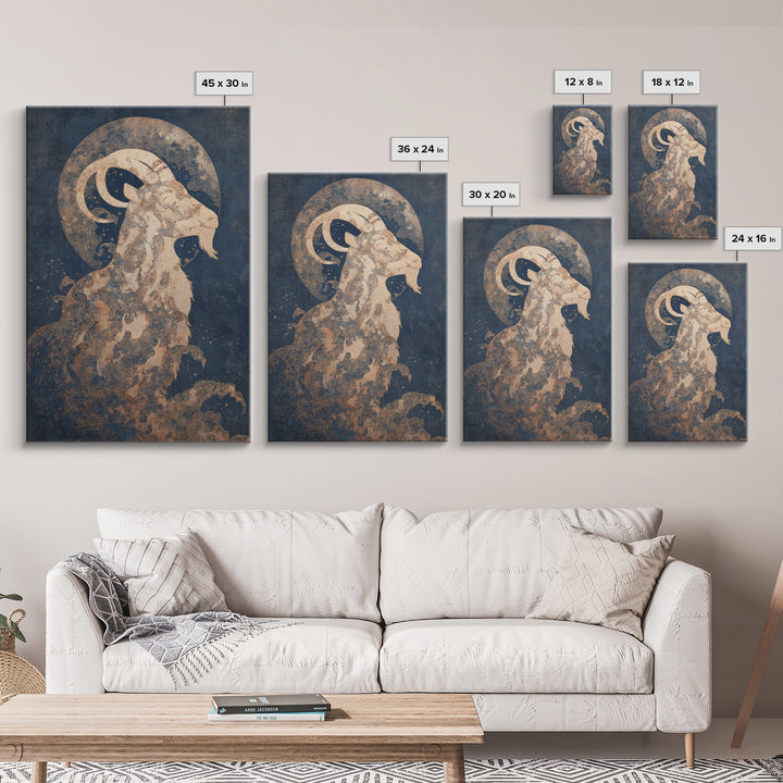 Capricorn Sea Goat Emerging from Cosmic Waves Canvas Print, Astrology Art, Zodiac Sign Print, Living Room Decor, Zodiac, AST-2x3-99
