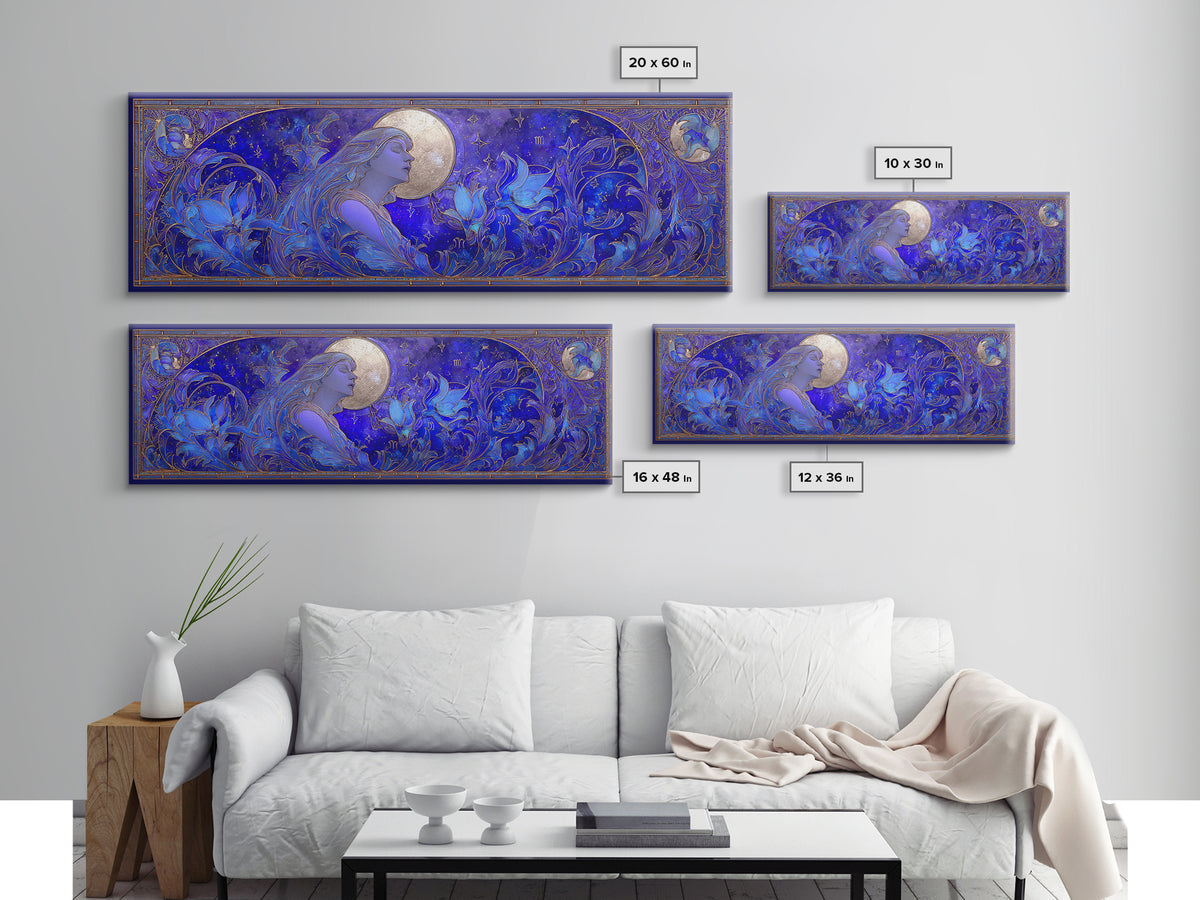 Art Nouveau Zodiac Woman Canvas Print, Astrology Art, Wall Decor, Living Room Decor, Fine Art, Zodiac, Home Decor, Poster, AST-3x1-40