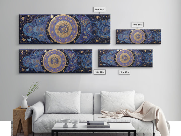 Twelve Zodiac Animals Arranged Framed Canvas Print, Astrology Art, Neutral Decor, Living Room Decor, Fine Art, Zodiac, AST-3x1-44