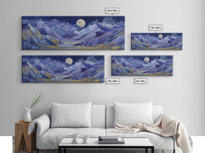 Ram Constellation Above Desert Cliffs at Night Framed Canvas Print, Astrology Art, Poster, Living Room Decor, Fine Art, Zodiac, AST-3x1-72