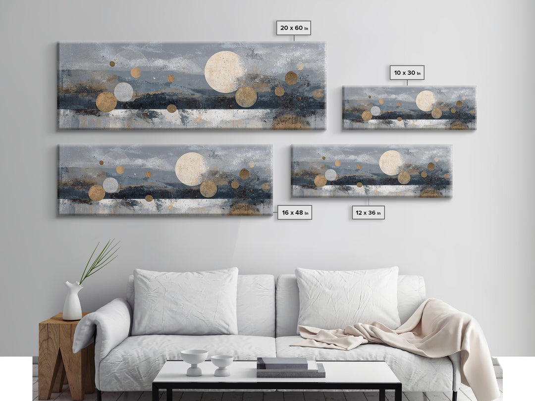 Lunar Phase Composition Framed Canvas Print, Astrology Art, Astronomy Print, Living Room Decor, Fine Art, Zodiac, AST-3x1-77