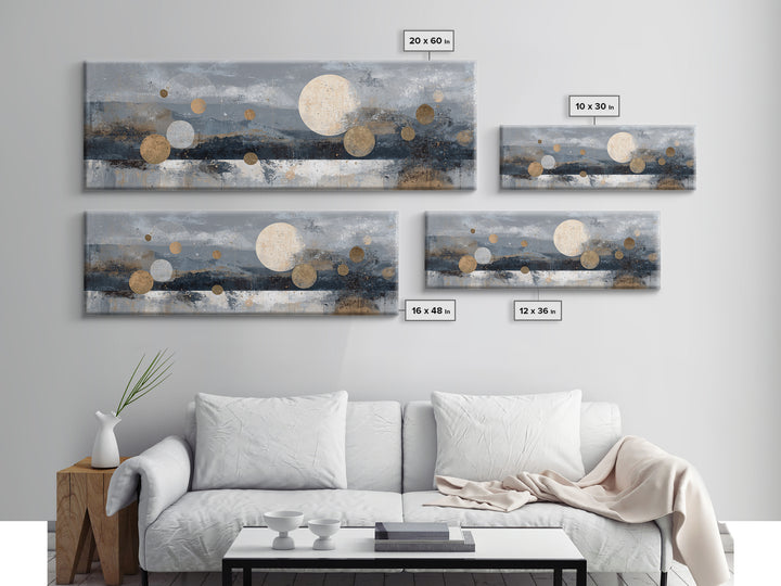 Lunar Phase Composition Framed Canvas Print, Astrology Art, Astronomy Print, Living Room Decor, Fine Art, Zodiac, AST-3x1-77