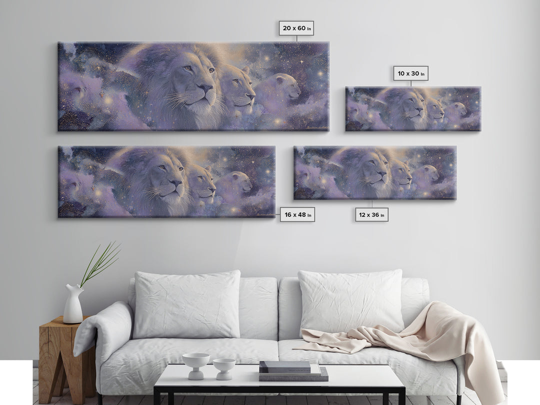 Celestial Lion Portrait Formed from Star Patterns Canvas Print, Astrology Art, Zodiac Wall Art, Living Room Decor, Zodiac, AST-3x1-90