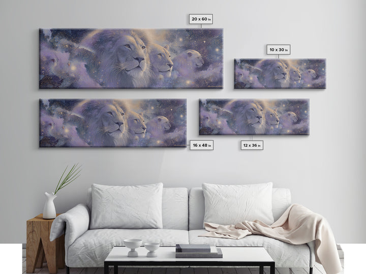 Celestial Lion Portrait Formed from Star Patterns Canvas Print, Astrology Art, Zodiac Wall Art, Living Room Decor, Zodiac, AST-3x1-90