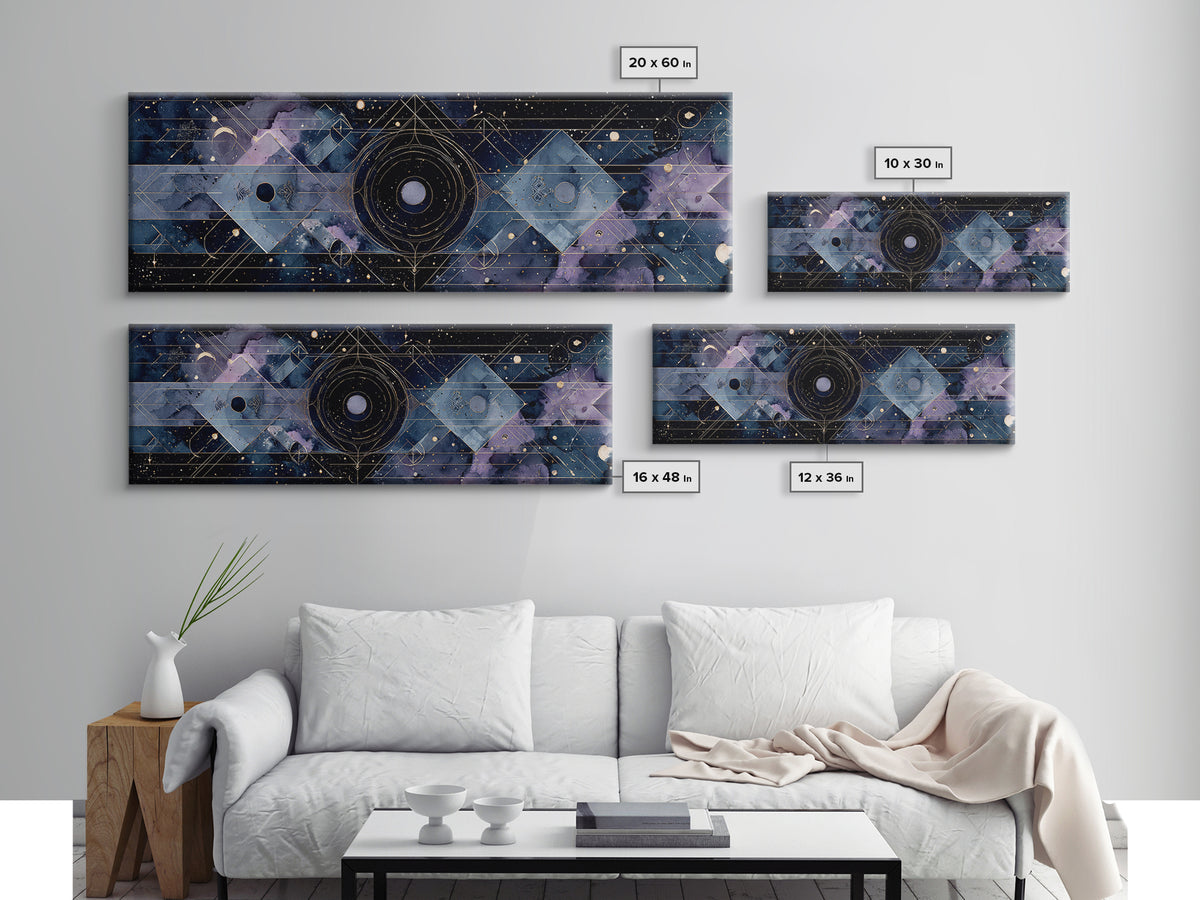 Birth Chart Geometry Canvas Print, Astrology Art, Digital Wall Art, Living Room Decor, Fine Art, Zodiac, Astronomy Art, AST-3x1-95