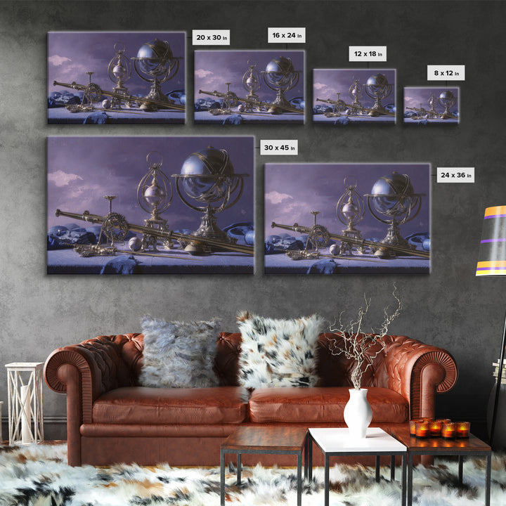 Planetary Still Life Canvas Print, Astrology Art, Contemporary Art, Living Room Decor, Fine Art, Zodiac, Boho Decor, Cat Art, AST-3x2-72
