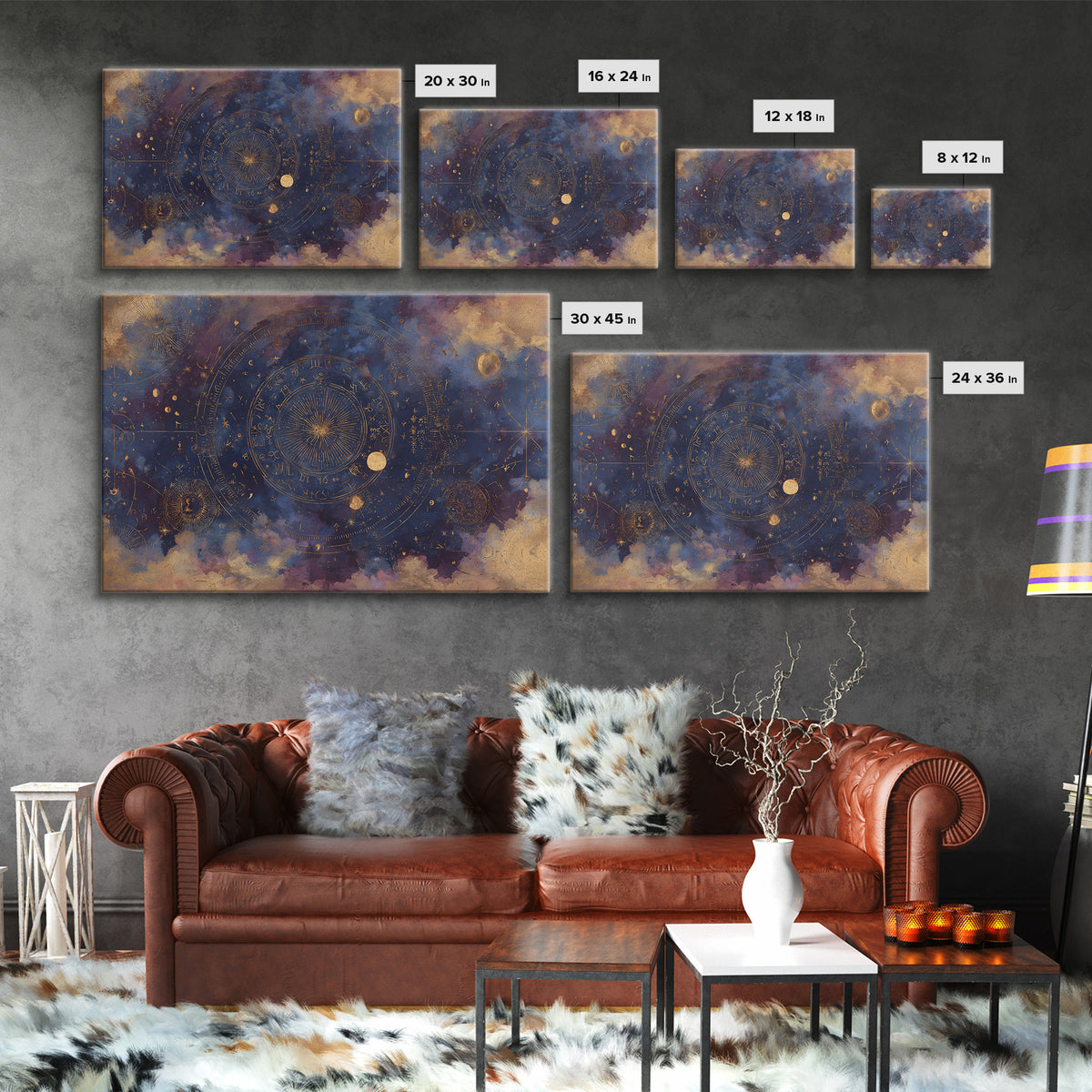 Retro Horoscope Chart Canvas Print, Astrology Art, Wall Decor, Living Room Decor, Fine Art, Zodiac, Home Decor, Poster, AST-3x2-73