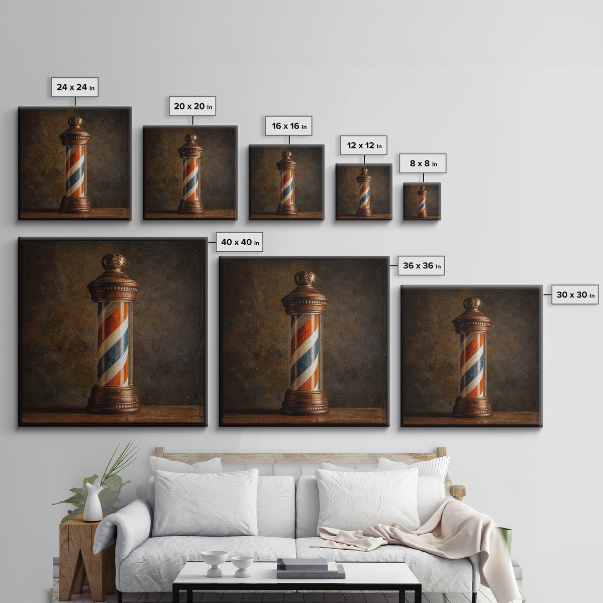 Old School Barber Pole Canvas Print, Barbershop Art, Printable Art, Barbershop Decor, Abstract Art, Grooming, BAA-1x1-3