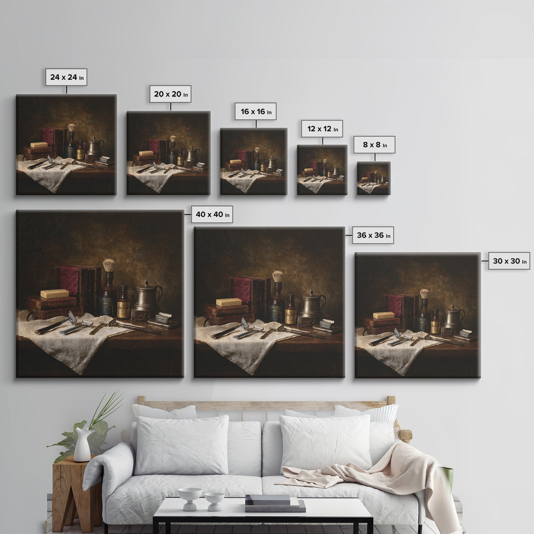 Classic Mustache Chart Illustrated Framed Canvas Print, Barbershop Art, Luxury Decor, Barbershop Decor, Fine Art, Grooming, BAA-1x1-88