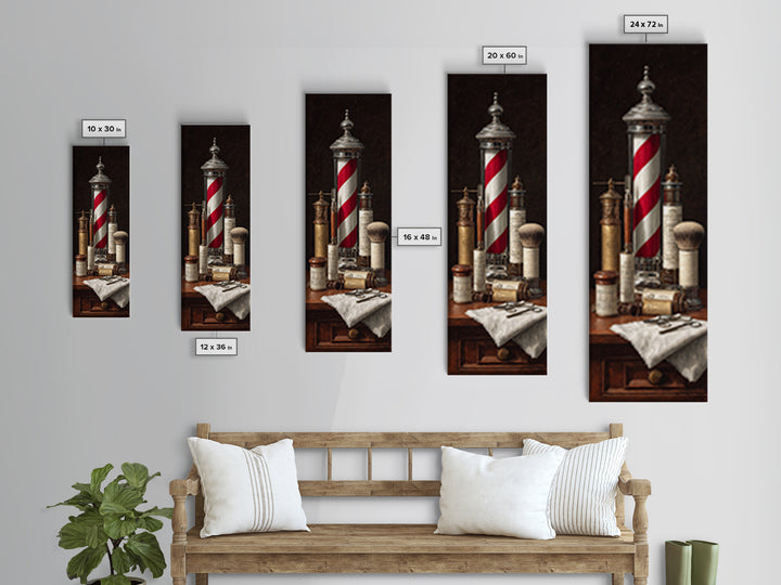 Beard Grooming Tools Drawn as Detailed Technical Canvas Print, Barbershop Art, Man Cave Decor, Barbershop Decor, Grooming, BAA-1x3-18