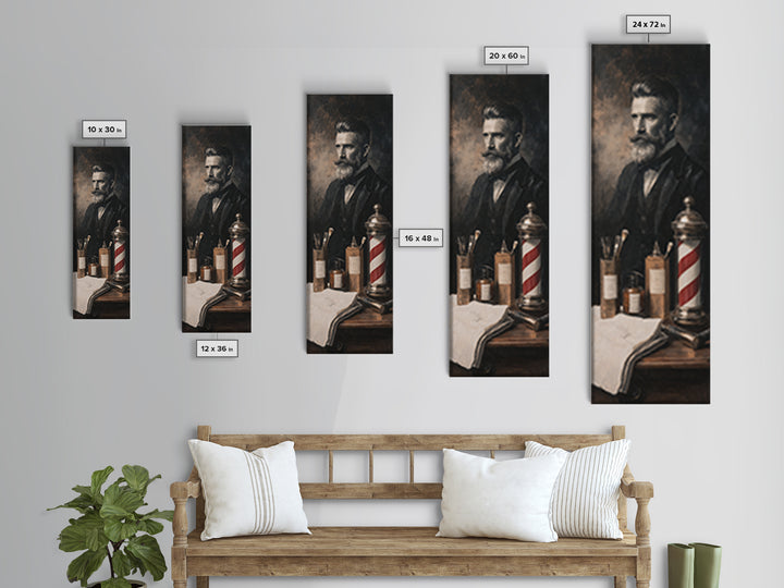 Black and White Portrait of a Sharply Framed Canvas Print, Barbershop Art, Living Room Art, Barbershop Decor, Oil Painting, BAA-1x3-30