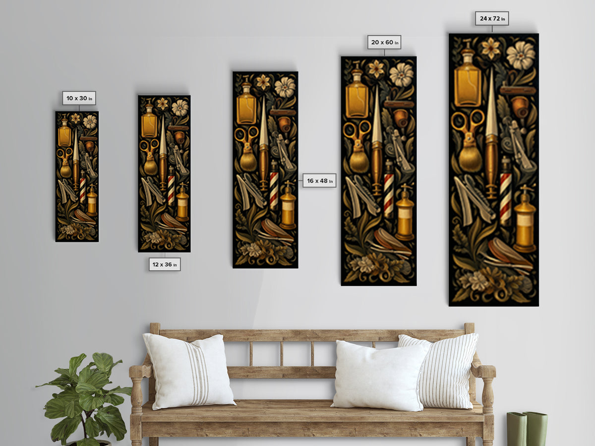 Traditional Tattoo Flash Sheet Canvas Print, Barbershop Art, Digital Art, Barbershop Decor, Grooming, Black Art Prints, BAA-1x3-72