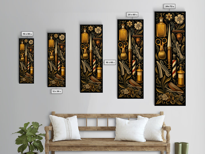 Traditional Tattoo Flash Sheet Canvas Print, Barbershop Art, Digital Art, Barbershop Decor, Grooming, Black Art Prints, BAA-1x3-72