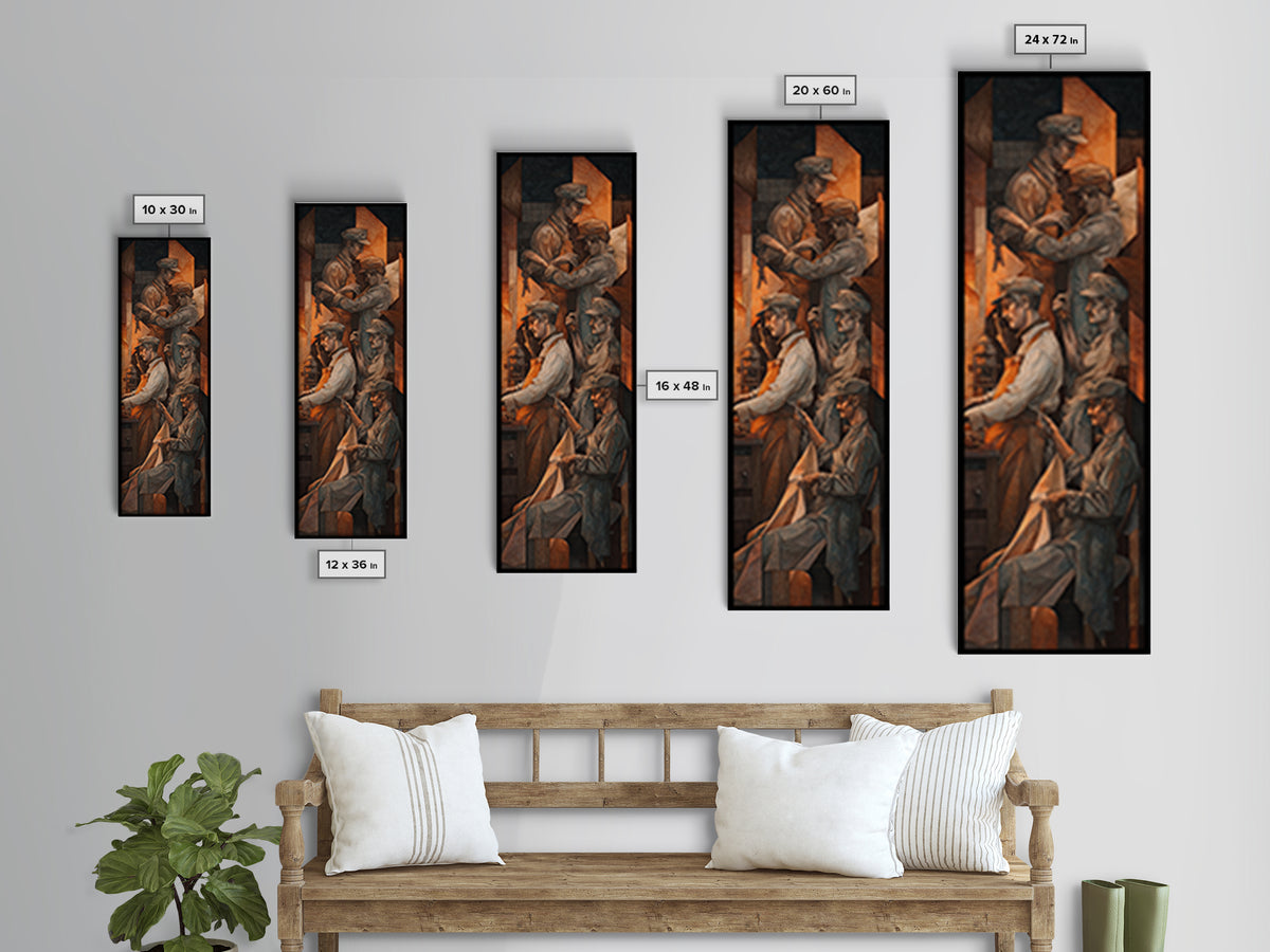 Barber Shop Quartet Musical Poster Without Interior Canvas Print, Barbershop Art, Oil Painting, Barbershop Decor, Grooming, BAA-1x3-81
