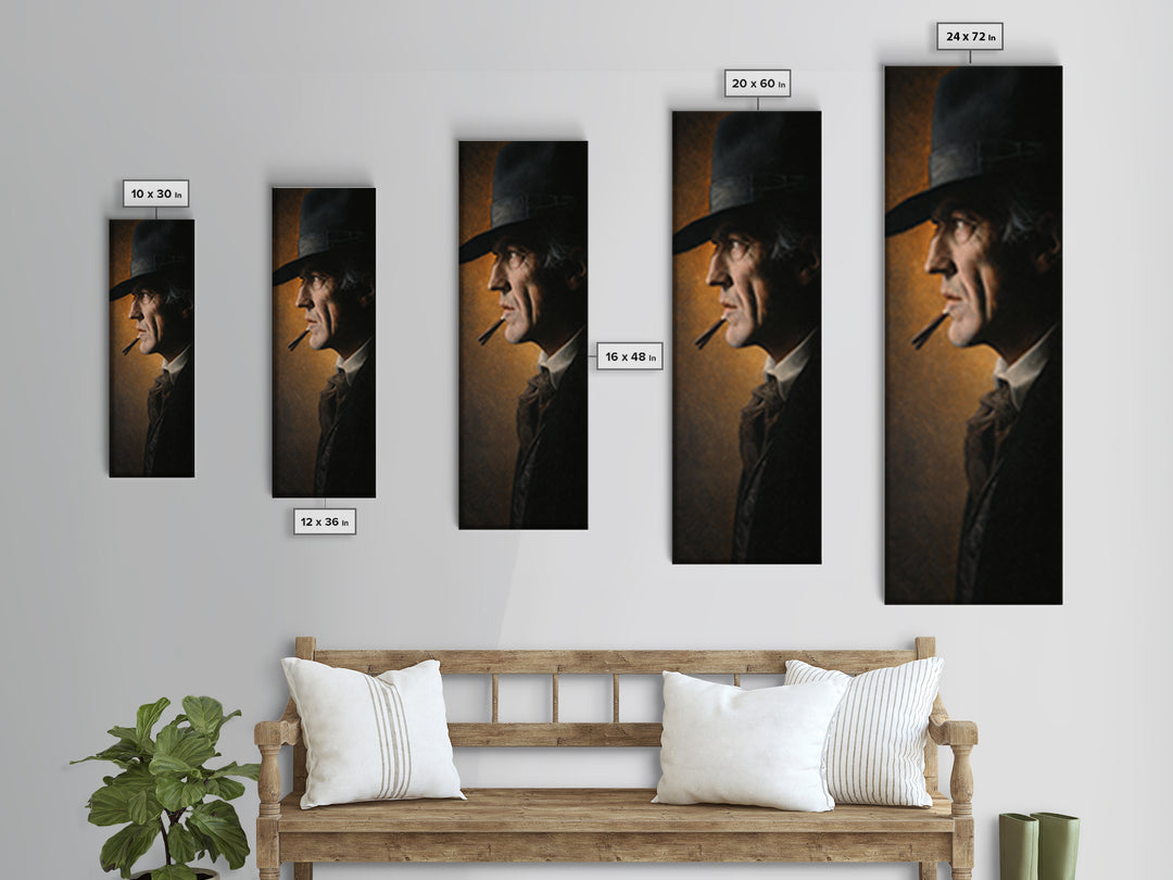 Moody Gentleman Portrait Canvas Print, Barbershop Art, Black Man Art, Barbershop Decor, Oil Painting, Grooming, BAA-1x3-94