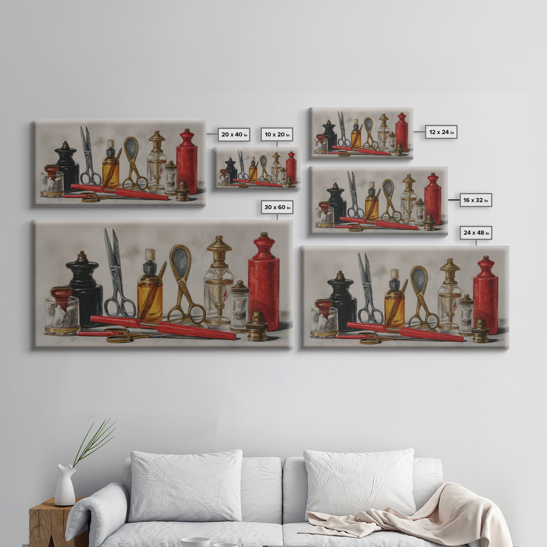 Traditional Tattoo Flash Sheet Framed Canvas Print, Barbershop Art, Black Art Prints, Barbershop Decor, Fine Art, Grooming, BAA-2x1-80