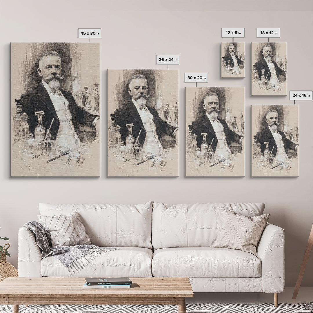 Black and White Portrait of a Sharply Framed Canvas Print, Barbershop Art, Home Decor, Barbershop Decor, Fine Art, Grooming, BAA-2x3-2