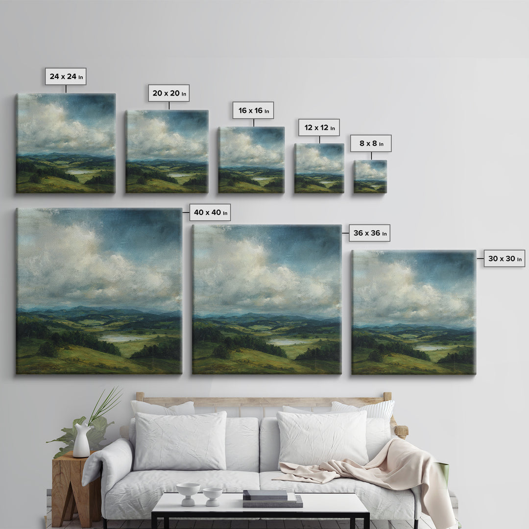 Classic Landscape with Rolling Green Hills Canvas Print, Bed and Breakfast Art, Wall Decor, Living Room Decor, BAB-1x1-48