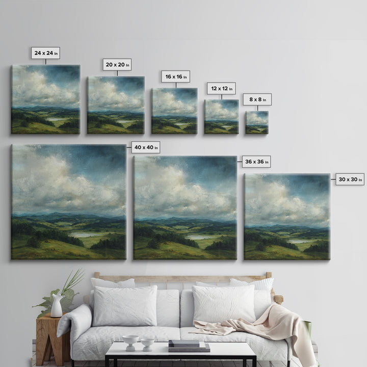 Classic Landscape with Rolling Green Hills Canvas Print, Bed and Breakfast Art, Wall Decor, Living Room Decor, BAB-1x1-48