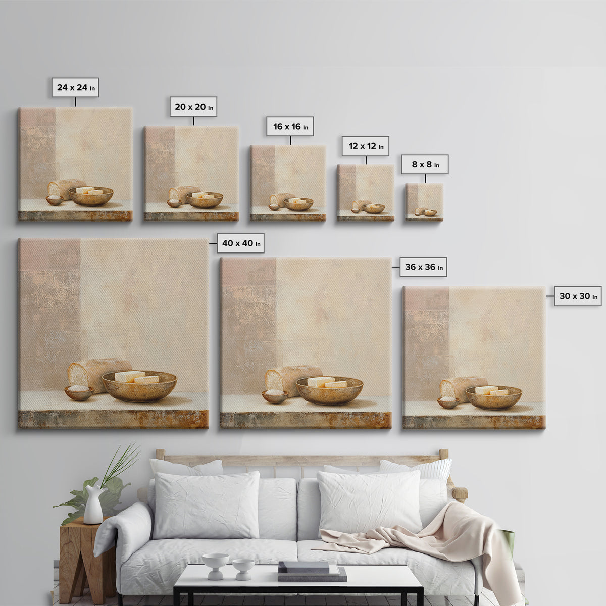 Freshly Baked Bread Framed Canvas Print, Bed and Breakfast Art, Above Bed Decor, Living Room Decor, Fine Art, BAB-1x1-68