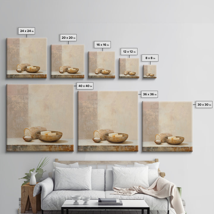 Freshly Baked Bread Framed Canvas Print, Bed and Breakfast Art, Above Bed Decor, Living Room Decor, Fine Art, BAB-1x1-68