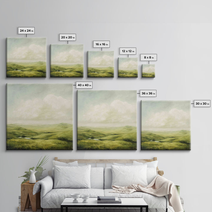 Classic Landscape with Rolling Green Hills Canvas Print, Bed and Breakfast Art, Bedroom Prints, Living Room Decor, BAB-1x1-72