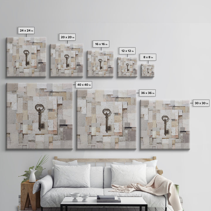 Antique Key and Handwritten Letter Arrangement Without Canvas Print, Bed and Breakfast Art, Wall Decor, Living Room Decor, BAB-1x1-81