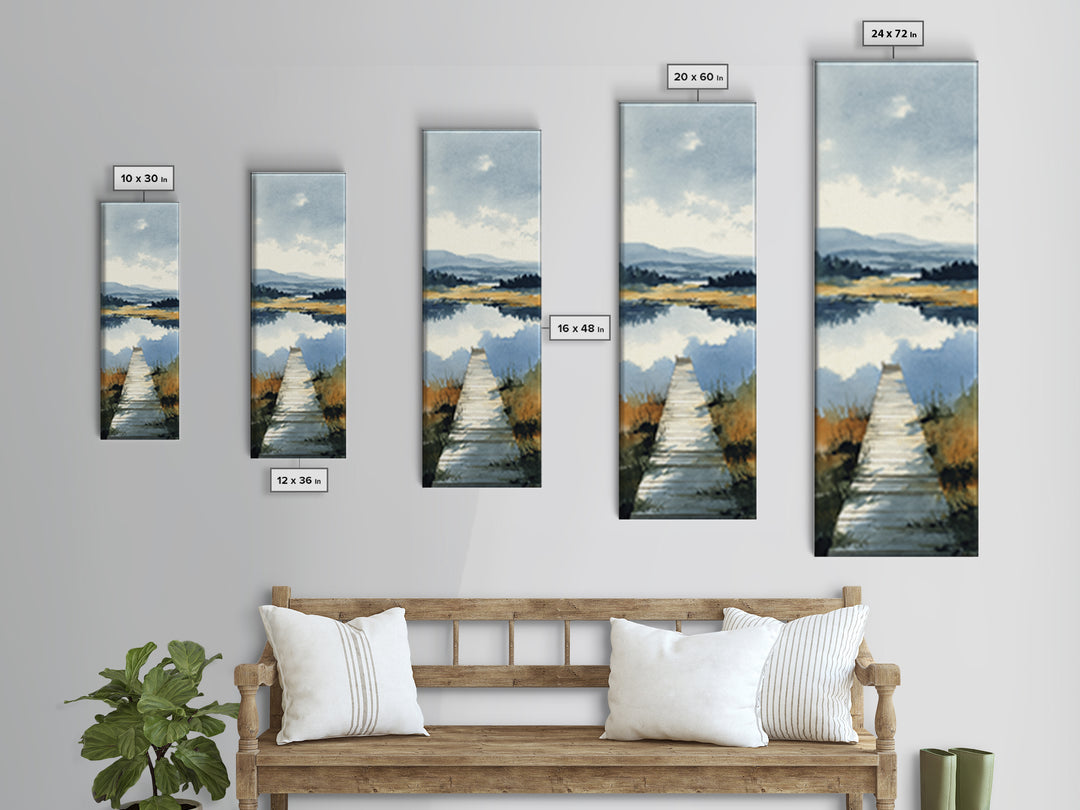 Quiet Lake Dock at Early Morning Canvas Print, Bed and Breakfast Art, Trendy Wall Art, Living Room Decor, Fine Art, BAB-1x3-10