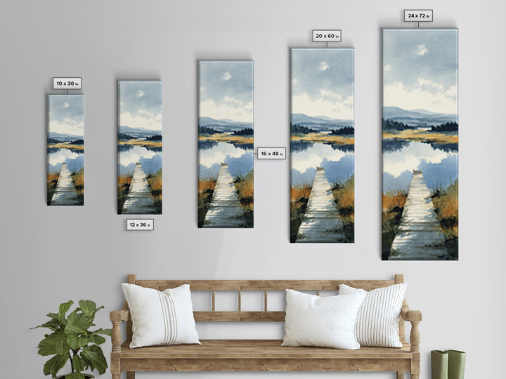 Quiet Lake Dock at Early Morning Canvas Print, Bed and Breakfast Art, Trendy Wall Art, Living Room Decor, Fine Art, BAB-1x3-10