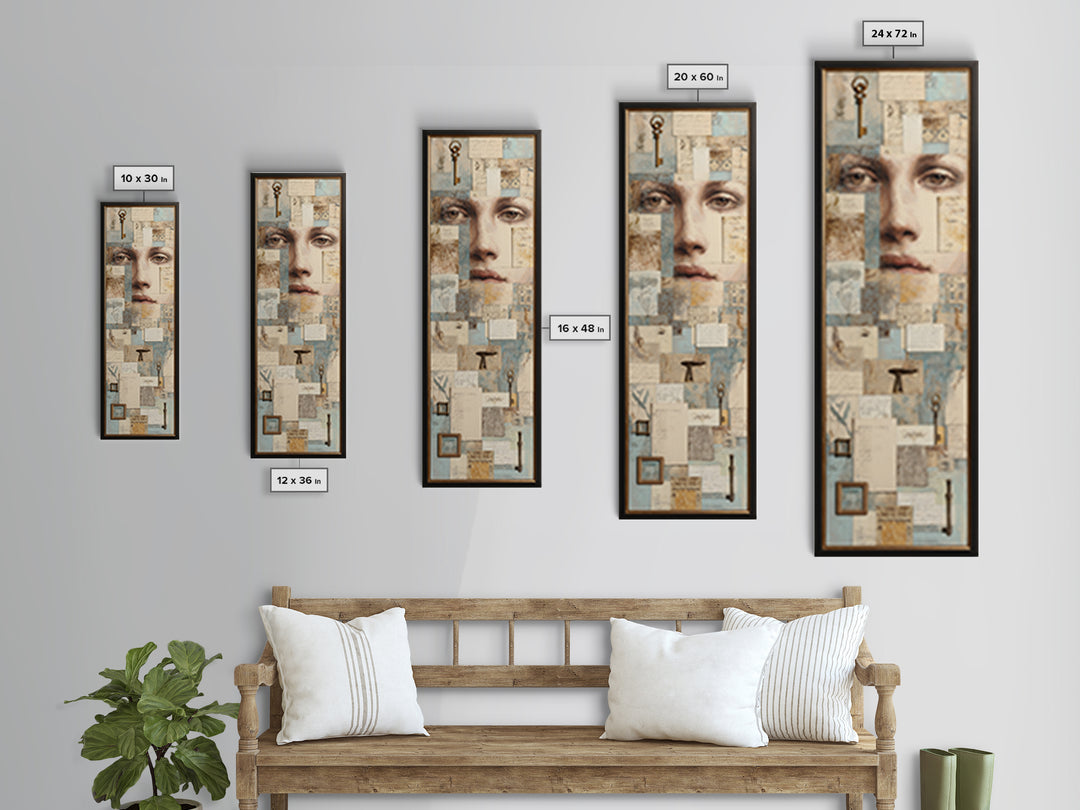 Antique Key and Handwritten Letter Arrangement Without Canvas Print, Bed and Breakfast Art, Luxury Decor, Living Room Decor, BAB-1x3-21