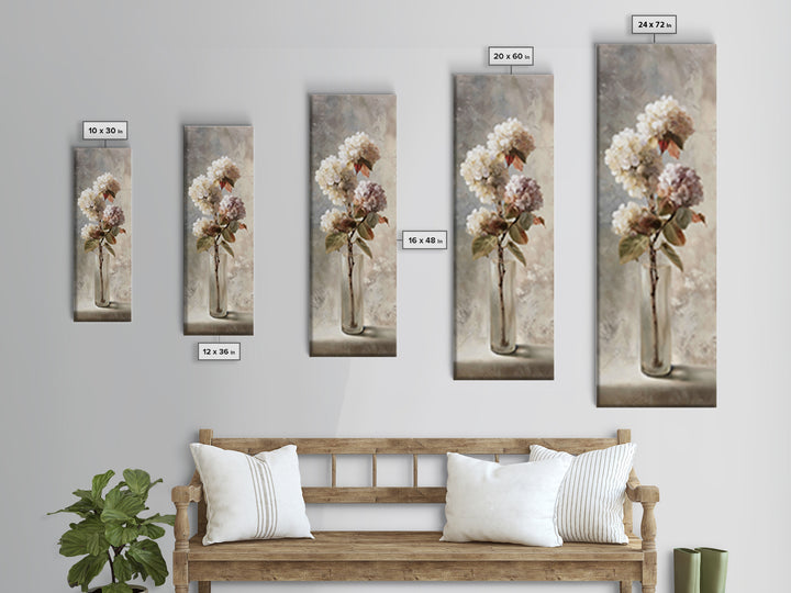 Sunlit Hydrangeas on a Windowsill Canvas Print, Bed and Breakfast Art, Coffee Wall Art, Living Room Decor, Fine Art, BAB-1x3-22
