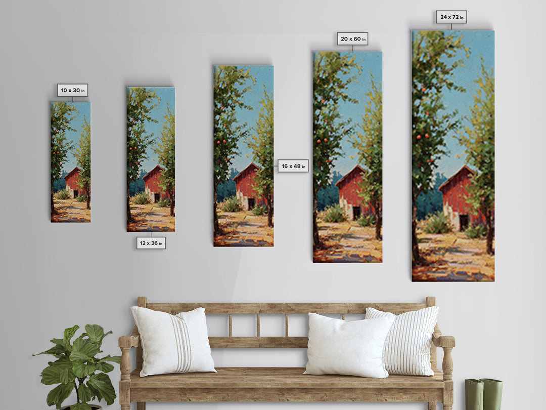 Apple Orchard Scene Canvas Print, Bed and Breakfast Art, Canvas Wall Art, Living Room Decor, Fine Art, Above Bed Decor, BAB-1x3-25