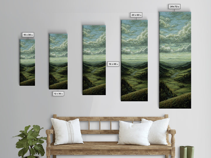Classic Landscape with Rolling Green Hills Canvas Print, Bed and Breakfast Art, Art Print, Living Room Decor, BAB-1x3-36