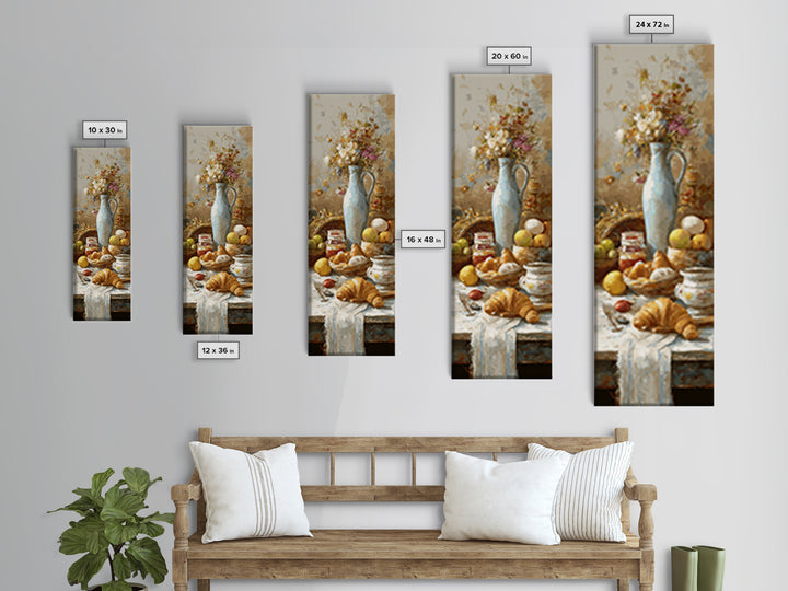 Fresh Croissants and Jam on a Linen Canvas Print, Bed and Breakfast Art, Gallery Decor, Living Room Decor, Fine Art, BAB-1x3-38