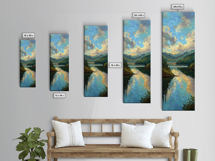 Quiet Lake Dock at Early Morning Canvas Print, Bed and Breakfast Art, Rustic Home Decor, Living Room Decor, Digital Art, BAB-1x3-58
