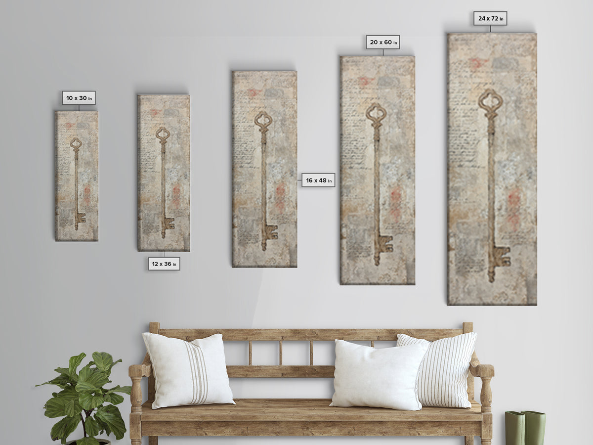 Antique Key and Handwritten Letter Arrangement Without Canvas Print, Bed and Breakfast Art, Wall Art, Living Room Decor, BAB-1x3-69