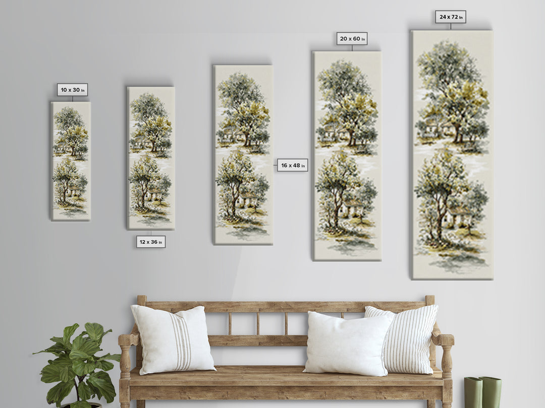Apple Orchard Scene Canvas Print, Bed and Breakfast Art, Wood Wall Art, Living Room Decor, Fine Art, Farmhouse Wall Art, BAB-1x3-73