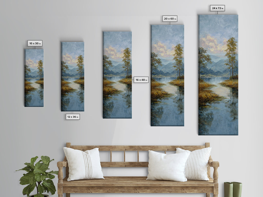 Quiet Lake Dock at Early Morning Canvas Print, Bed and Breakfast Art, Boho Decor, Living Room Decor, Fine Art, BAB-1x3-82