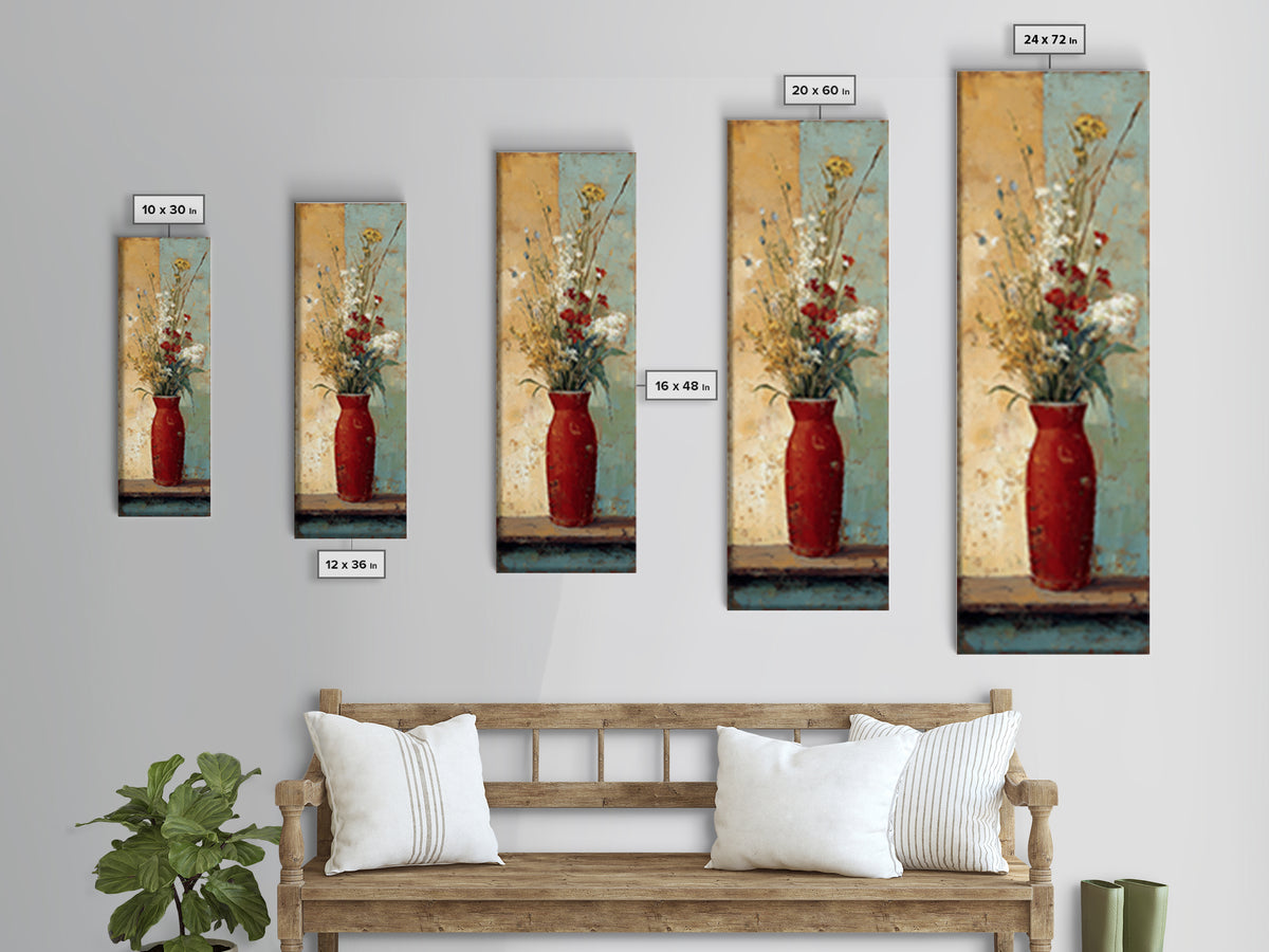 Country Wildflowers in a Chipped Ceramic Pitcher Canvas Print, Bed and Breakfast Art, Canvas Wall Art, Living Room Decor, BAB-1x3-85
