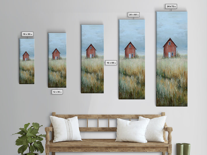 Old Farmhouse Landscape Framed Canvas Print, Bed and Breakfast Art, Boho Decor, Living Room Decor, Fine Art, BAB-1x3-91